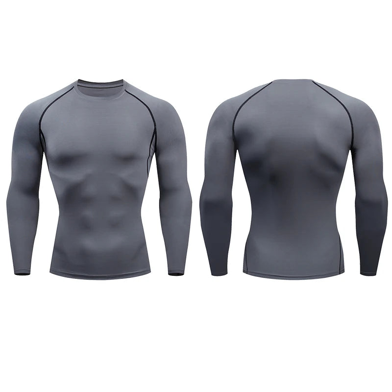 Camiseta de compresión para correr para hombre, ajustada, de manga larga, para entrenamiento y jogging, para gimnasio, Dry Fit Rashgard 
