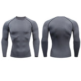 Camiseta de compresión para correr para hombre, ajustada, de manga larga, para entrenamiento y jogging, para gimnasio, Dry Fit Rashgard 