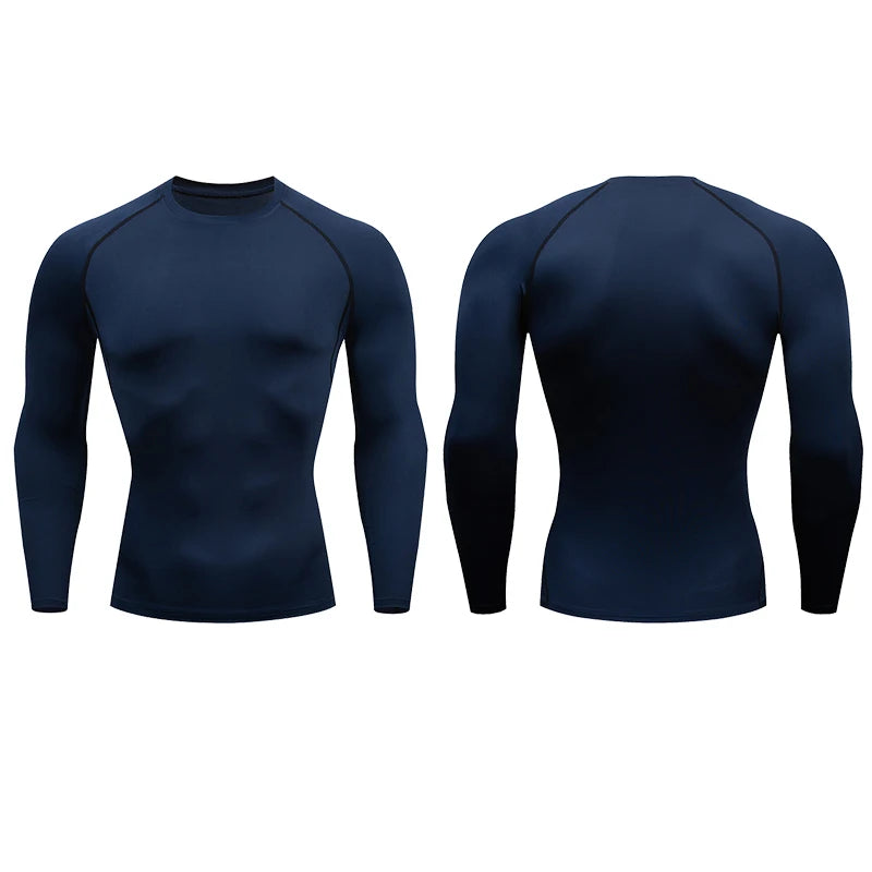 Camiseta de compresión para correr para hombre, ajustada, de manga larga, para entrenamiento y jogging, para gimnasio, Dry Fit Rashgard 