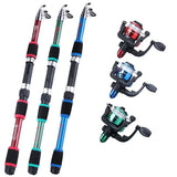 Full Set Fishing Pole Telescopic Fishing Rod Spinning Reel Lures Hooks Travel Kits 