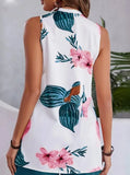 Conjunto de pantalones cortos casuales de verano para mujer, chaleco con estampado floral y bolsillo, elegante moda para vacaciones 