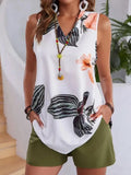 Conjunto de pantalones cortos casuales de verano para mujer, chaleco con estampado floral y bolsillo, elegante moda para vacaciones 