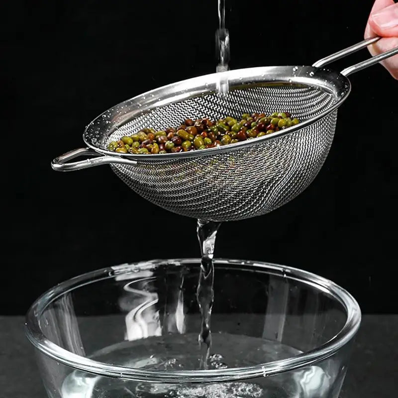 Set of 3 Fine Mesh Filter Stainless Steel Skimmer Fine Food Strainer with Long Handle Kitchen Tool 