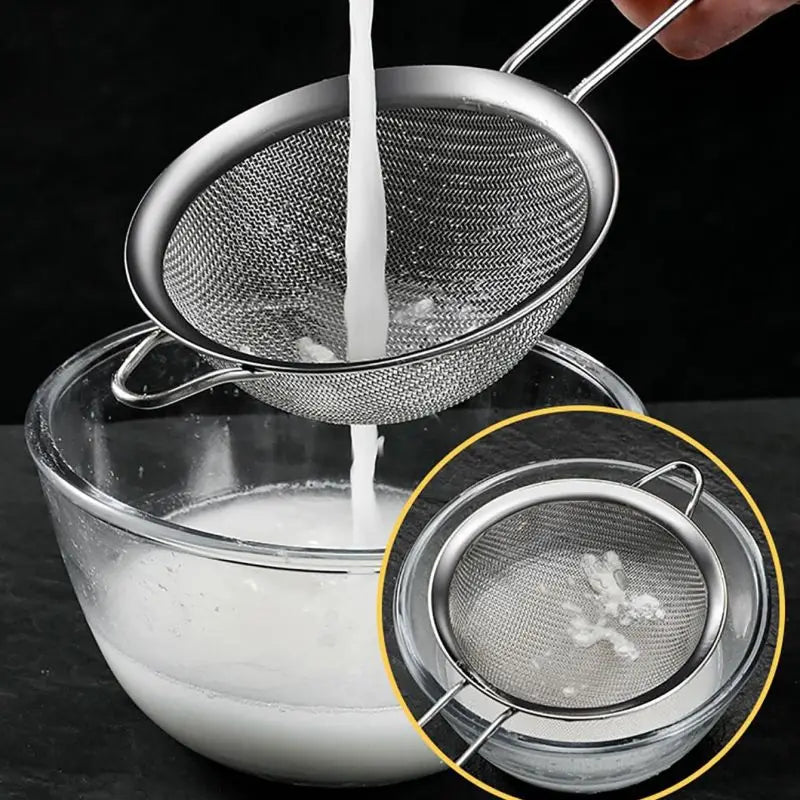 Set of 3 Fine Mesh Filter Stainless Steel Skimmer Fine Food Strainer with Long Handle Kitchen Tool 