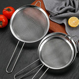 Set of 3 Fine Mesh Filter Stainless Steel Skimmer Fine Food Strainer with Long Handle Kitchen Tool 
