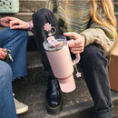 Conjunto de acessórios de palha para Stanley Cup, 2 palha e escova, 1 corrente floral, prova de derramamento, rolha, flores, capa boot, 9pcs