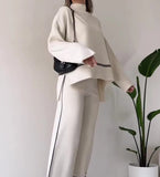 Conjunto de calças soltas e top casual de manga comprida para mulheres, roupas de moda, novas, outono, 203, 2 peças