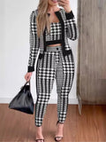 Conjunto de camisola de manga comprida e calça fina feminina, moda feminina, streetwear, tendência, primavera, outono, novo, 3 peças