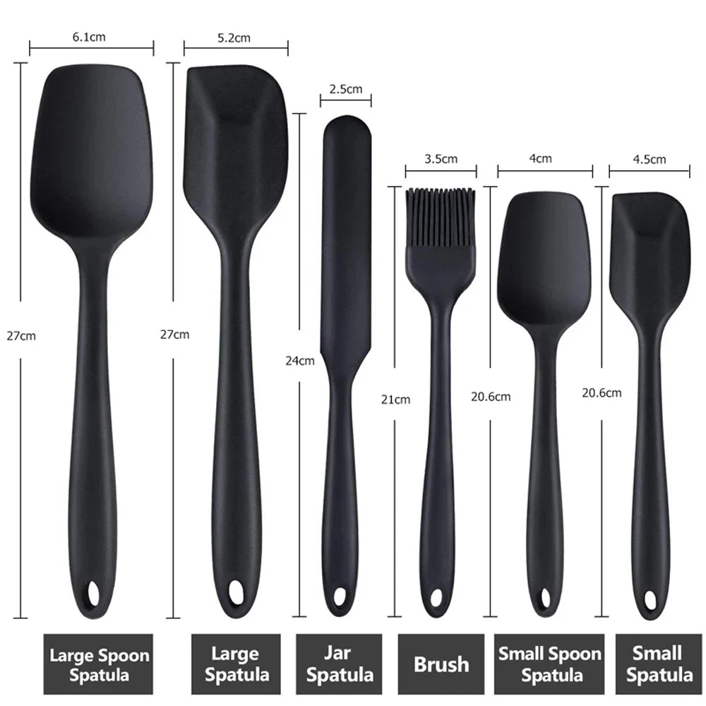 Non-Stick Silicone Spatula Set, Heat Resistant Spatulas, Turner for Cooking, Baking Mixing Tools, Food Grade, 6 pcs 