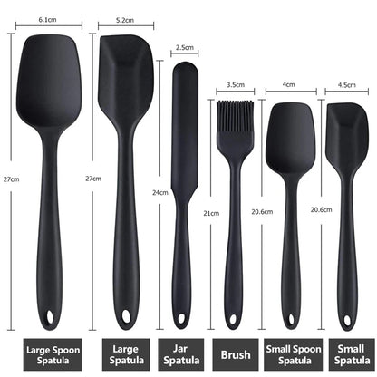 Non-Stick Silicone Spatula Set, Heat Resistant Spatulas, Turner for Cooking, Baking Mixing Tools, Food Grade, 6 pcs 