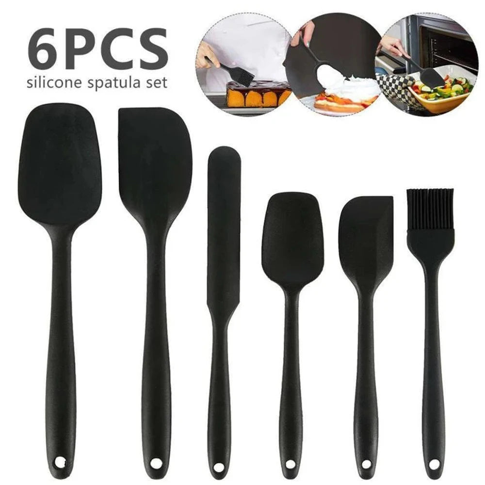 Non-Stick Silicone Spatula Set, Heat Resistant Spatulas, Turner for Cooking, Baking Mixing Tools, Food Grade, 6 pcs 