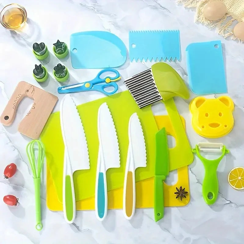 Conjunto de ferramentas de cozinha para crianças, faca plástica, facas de frutas, descascador, acessórios de cozinha, para crianças