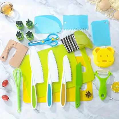 Conjunto de ferramentas de cozinha para crianças, faca plástica, facas de frutas, descascador, acessórios de cozinha, para crianças