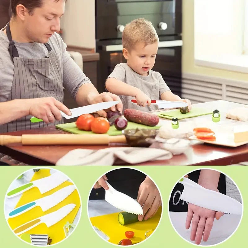 Conjunto de ferramentas de cozinha para crianças, faca plástica, facas de frutas, descascador, acessórios de cozinha, para crianças