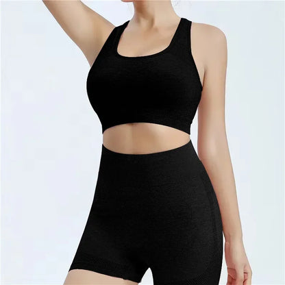 Seamless Yoga Set for Women Gym Shorts Sports Bra Workout Tops Fitness Leggings Outfits Sets 