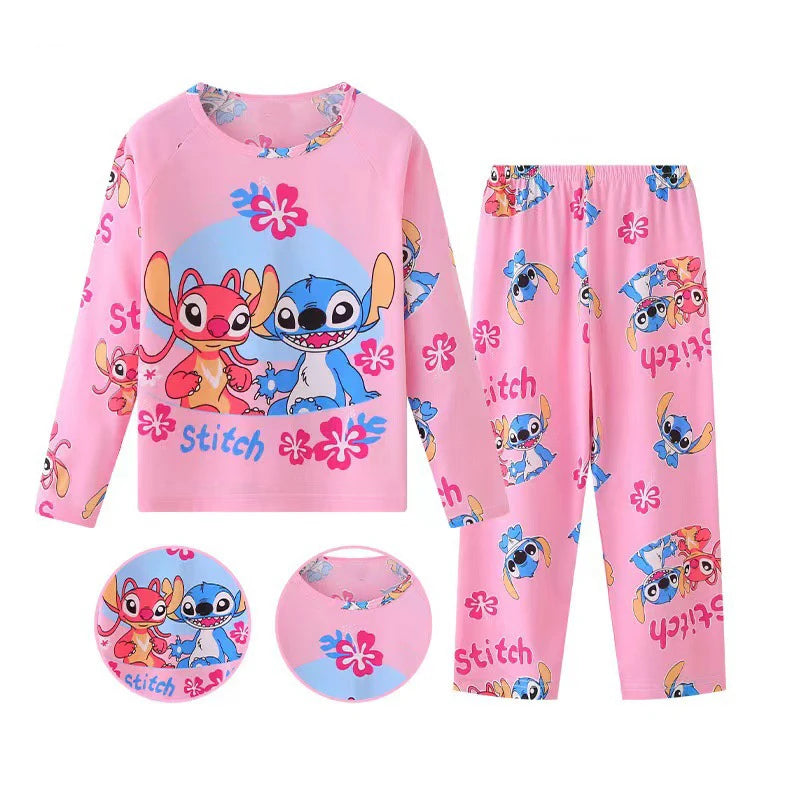 Pijama de manga larga para niño, Stitch, pijama de ángel, ropa para niños, ropa para niñas, novedad, primavera 