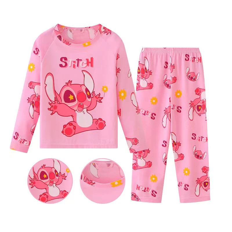 Pijama de manga larga para niño, Stitch, pijama de ángel, ropa para niños, ropa para niñas, novedad, primavera 