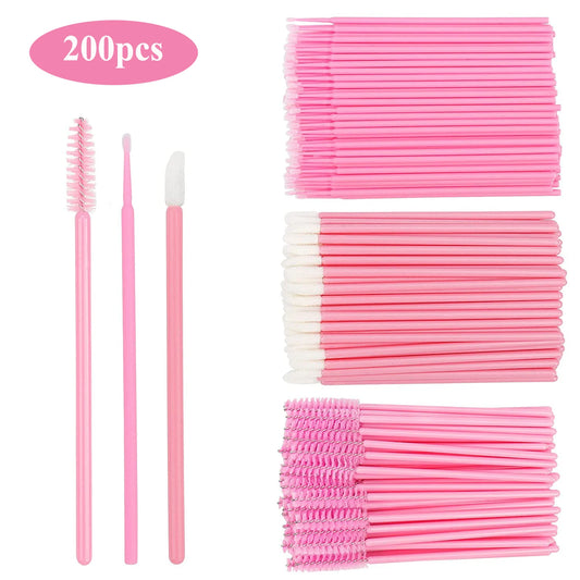 Juego de 200 pinceles desechables para pestañas, varitas para rímel, pinceles para labios, microcepillo aplicador, hisopos de algodón para extensiones de pestañas, herramientas de maquillaje para cejas. 