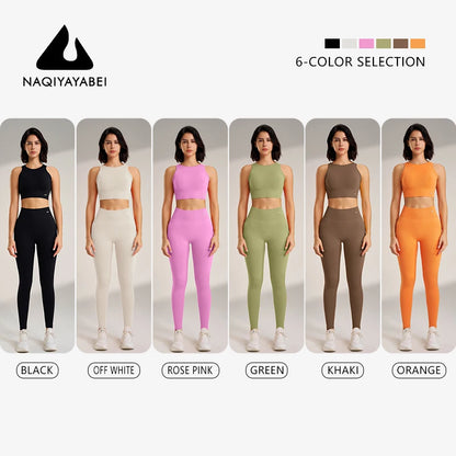 Women Yoga Clothes Set High Waist Leggings and Top Two Piece Seamless Fitness Exercise Clothing Fitness Workout Underwear 