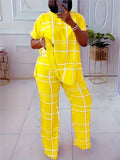 Women's Striped Grid 2 Piece Set Casual O-Neck Oversized Comfortable New Fashion Elements Spring Autumn 