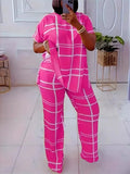 Women's Striped Grid 2 Piece Set Casual O-Neck Oversized Comfortable New Fashion Elements Spring Autumn 