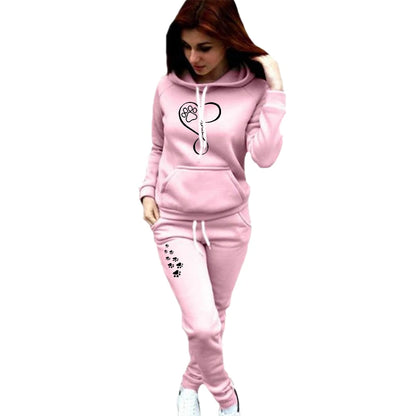 Women's Long Sleeve Printed Top and Jogging Pants Set, Casual Sportswear, 2 Piece Set 