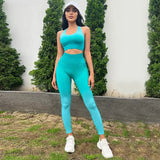 Conjuntos de yoga con degradado de color, deportivos, fitness, cintura alta, pantalones moldeadores de cadera, sujetador, conjunto de leggings de entrenamiento para gimnasio para mujer 