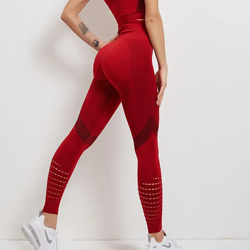 Seamless Yoga Sets Sports Fitness High Waist Hip Lift Fitness Wear Sports Vest Tights Suit Workout Clothes Gym Set For Women 