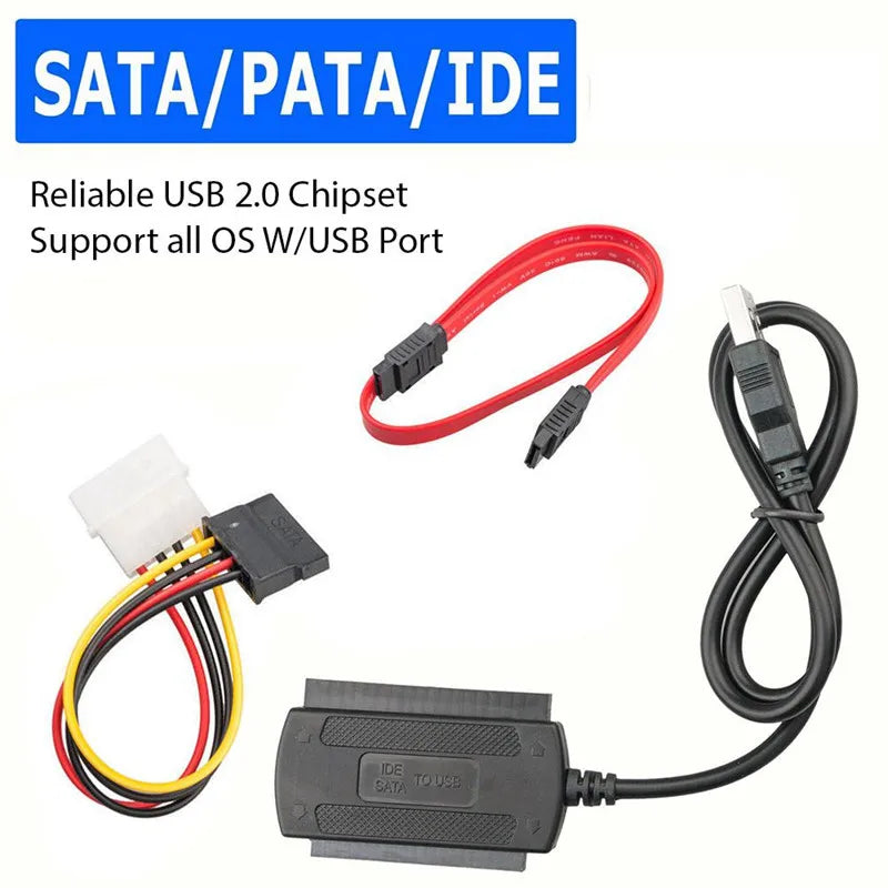 Adaptador convertidor de disco duro USB 2.0 a IDE SATA para discos duros de 2,5 y 3,5 pulgadas 