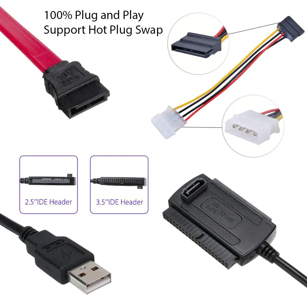 Adaptador convertidor de disco duro USB 2.0 a IDE SATA para discos duros de 2,5 y 3,5 pulgadas 
