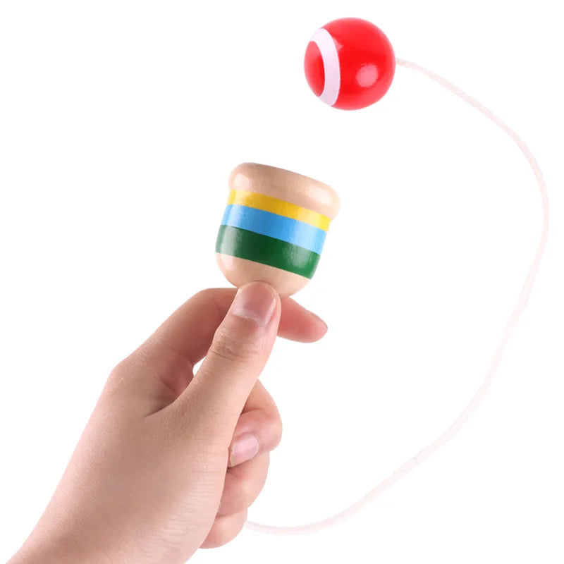 Wooden cup skills, throwing and catching ball, traditional game for children, hand eye coordination, educational game, exercise the brain 