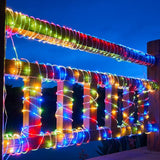 Corda de tubo solar ao ar livre luz led jardim decoração natal luz da corda de fadas 32m/22m/12m/7m festa de casamento ao ar livre lâmpada led