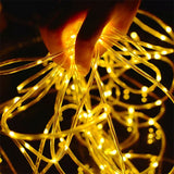 Corda de tubo solar ao ar livre luz led jardim decoração natal luz da corda de fadas 32m/22m/12m/7m festa de casamento ao ar livre lâmpada led