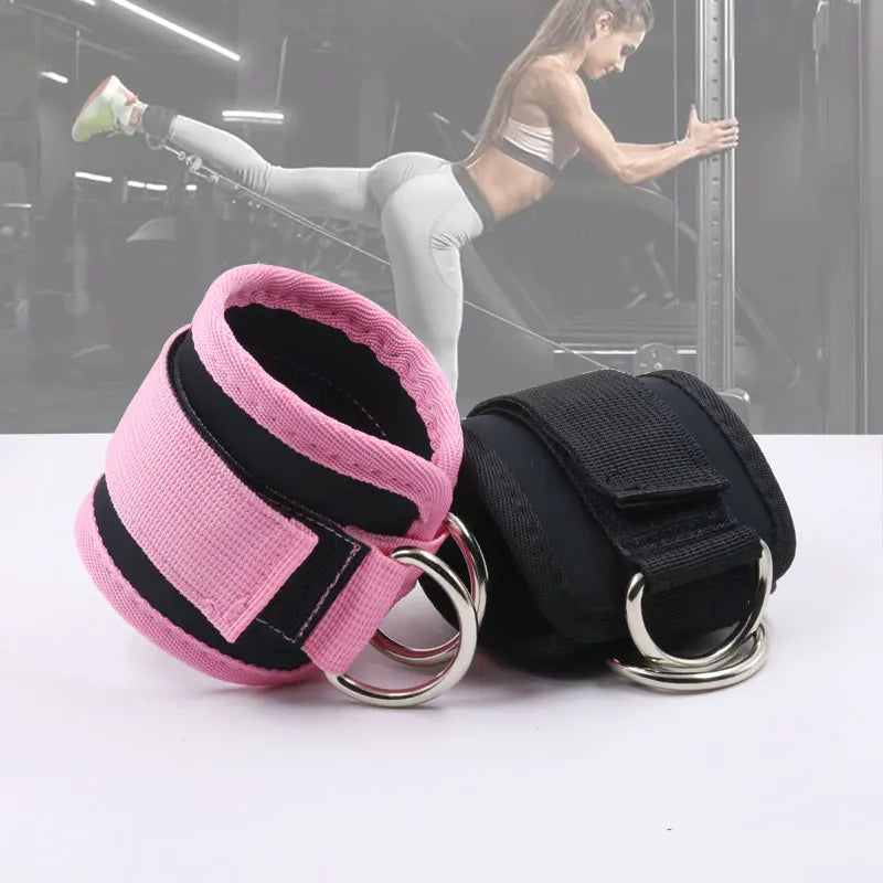 Gym Ankle Straps, Adjustable Double D Ring, Neoprene Padded Cuffs, Leg Training Support, Sports Safety Abductors 