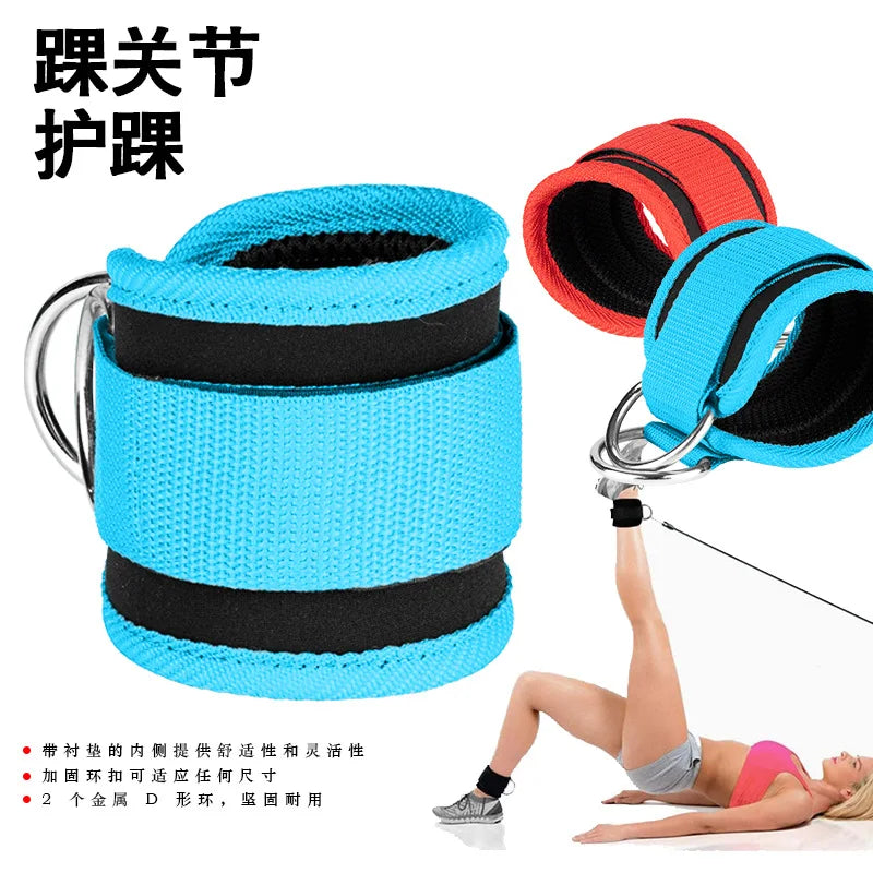 Correas de tobillo para gimnasio, anillo doble D ajustable, puños acolchados de neopreno, soporte para entrenamiento de piernas, abductores de seguridad deportiva 