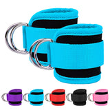 Correas de tobillo para gimnasio, anillo doble D ajustable, puños acolchados de neopreno, soporte para entrenamiento de piernas, abductores de seguridad deportiva 