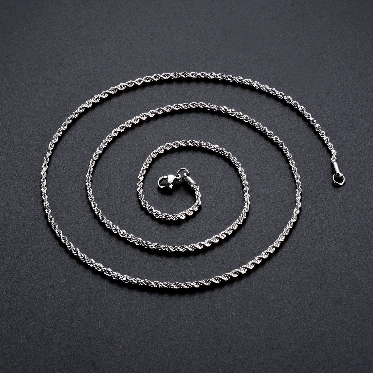 Corrente de corda para colar/pulseira, de aço, várias larguras, 2mm/2.5mm/3mm/4mm/5mm/6mm, pulseira para homens e mulheres, colar de corrente de aço inoxidável, 1 peça