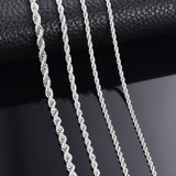 Corrente de corda para colar/pulseira, de aço, várias larguras, 2mm/2.5mm/3mm/4mm/5mm/6mm, pulseira para homens e mulheres, colar de corrente de aço inoxidável, 1 peça