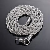 Corrente de corda para colar/pulseira, de aço, várias larguras, 2mm/2.5mm/3mm/4mm/5mm/6mm, pulseira para homens e mulheres, colar de corrente de aço inoxidável, 1 peça