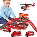 Children Track Parking Toys Multi-storey Parking Building Fire Police Engineering Dinosaur Car Car Toys 