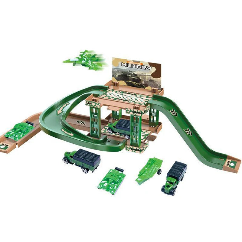 Children Track Parking Toys Multi-storey Parking Building Fire Police Engineering Dinosaur Car Car Toys 