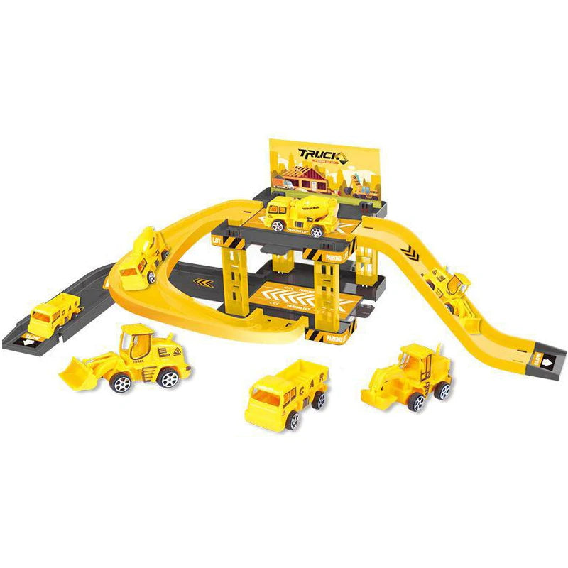Children Track Parking Toys Multi-storey Parking Building Fire Police Engineering Dinosaur Car Car Toys 