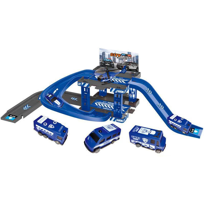 Children Track Parking Toys Multi-storey Parking Building Fire Police Engineering Dinosaur Car Car Toys 
