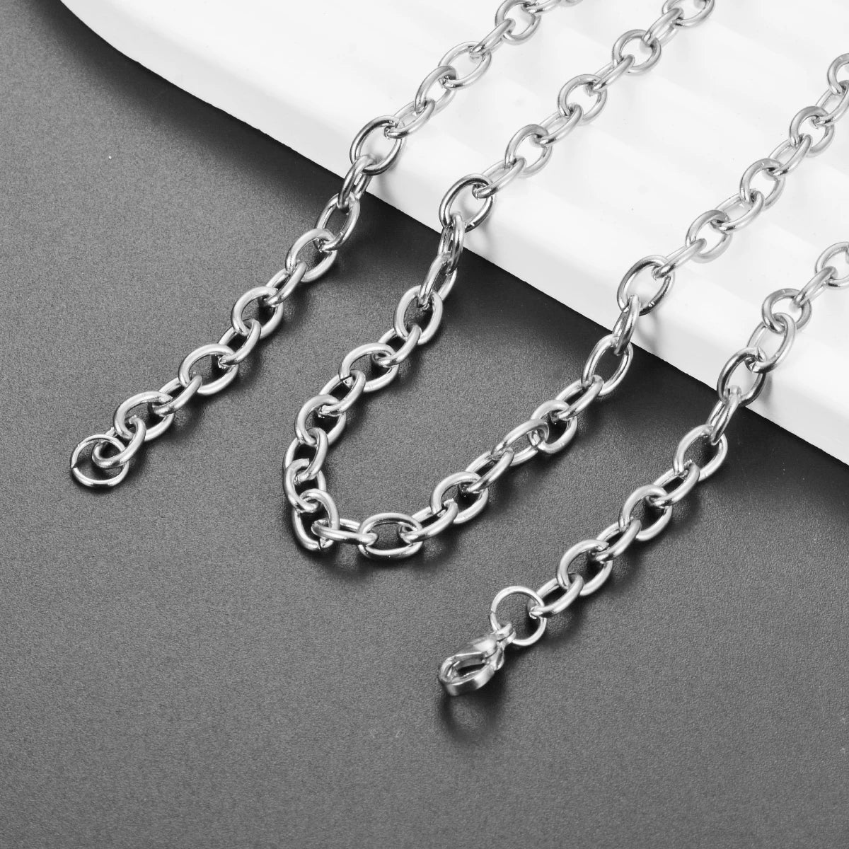 Cross O Bulk Chain Necklace for Men Women Stainless Steel DIY Jewelry Bracelet Wholesale Width 1.5mm-6mm 1Pc 