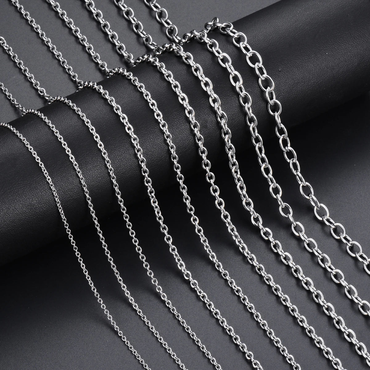 Cross O Bulk Chain Necklace for Men Women Stainless Steel DIY Jewelry Bracelet Wholesale Width 1.5mm-6mm 1Pc 