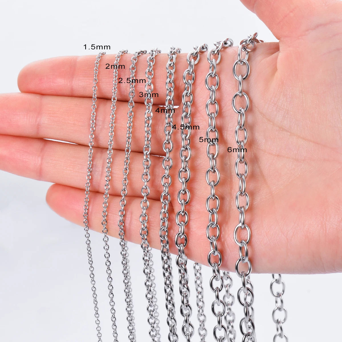 Cross O Bulk Chain Necklace for Men Women Stainless Steel DIY Jewelry Bracelet Wholesale Width 1.5mm-6mm 1Pc 