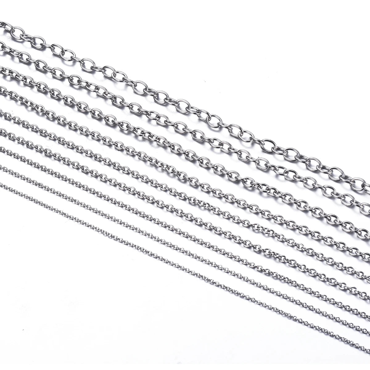 Cross O Bulk Chain Necklace for Men Women Stainless Steel DIY Jewelry Bracelet Wholesale Width 1.5mm-6mm 1Pc 