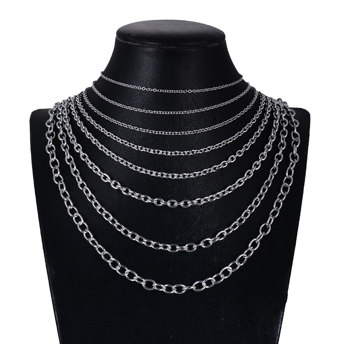 Cross O Bulk Chain Necklace for Men Women Stainless Steel DIY Jewelry Bracelet Wholesale Width 1.5mm-6mm 1Pc 
