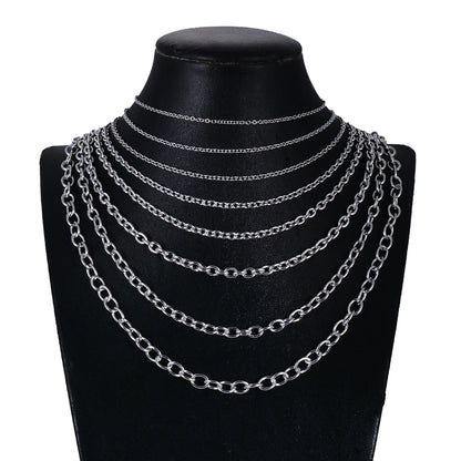 Cross O Bulk Chain Necklace para Homens e Mulheres, Aço Inoxidável, Joias DIY, Pulseira, Atacado, Largura 1.5mm-6mm, 1Pc