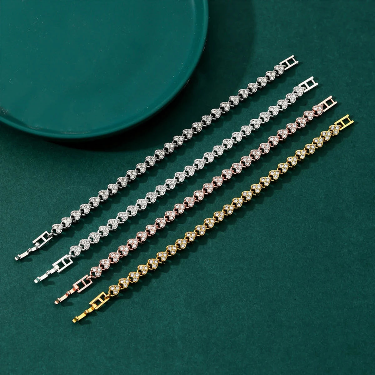 Cubic Zirconia Crystal Tennis Bracelets for Men and Women, Gold Color, Silver Color Bracelet, Luxury Chain Jewelry Gifts 